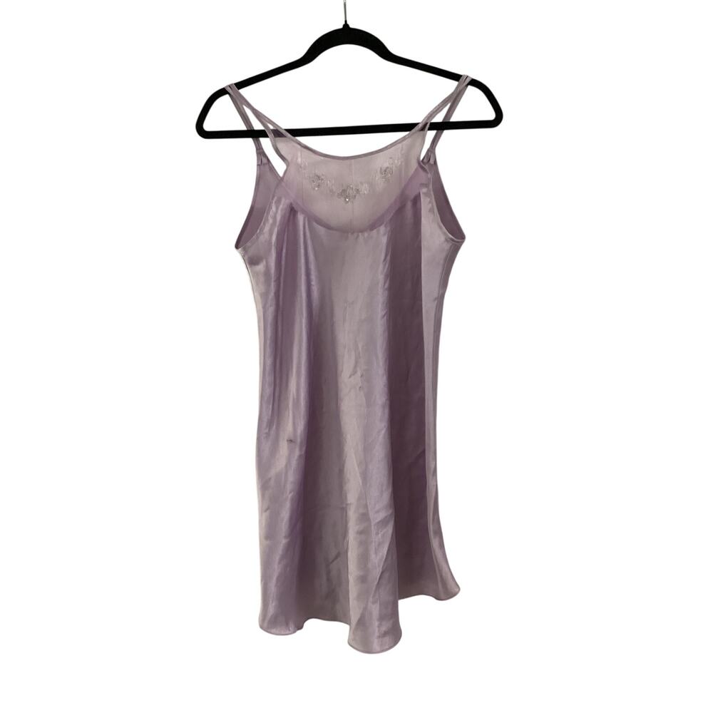Vintage Intimate Affair California Lavender Satin Slip Dress Embroidered Mesh